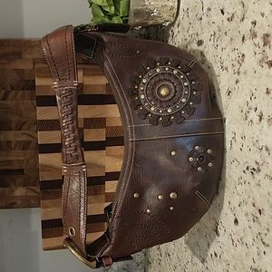 Coach brown leather shoulder purse